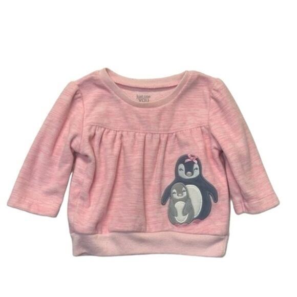 Carter’s Penguin Sweatshirt fleece pink baby size 3 months - Picture 1 of 8